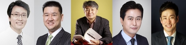 (왼쪽부터)박규화 원장, 황성연 원장, 강원국 교수, 김성진 대표, 신대식 본부장.