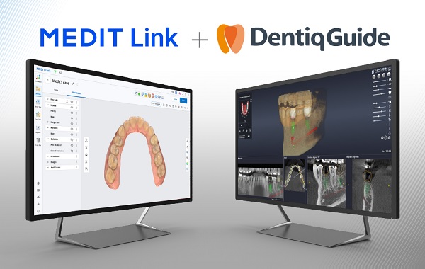 ㈜쓰리디산업영상이 DentiqGuide와 MEDIT Link의 연동기능을 선보인다.
