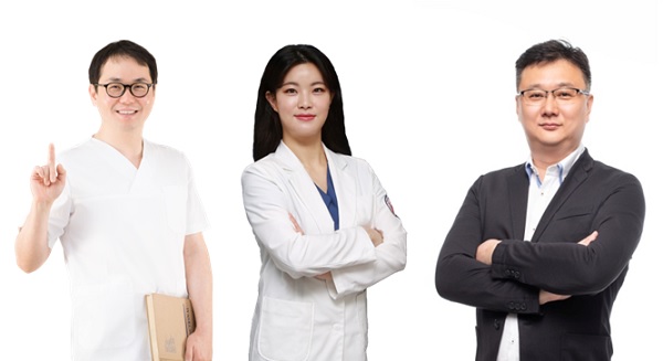 (왼쪽부터)김용진 포천우리병원 치과센터장, 서슬기 포천우리병원 치과센터 진료팀장, 이대우 처음치과기공소장.