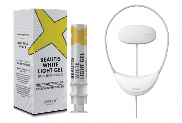 오스템임플란트(대표 엄태관)가 생활 미백제 ‘BeauTis White Light Gel’(왼쪽), 광조사기 ‘BeauTis White Light’를 업데이트 출시했다.